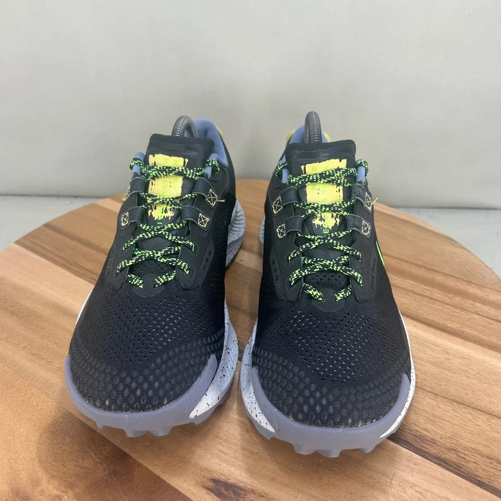 Nike Pegasus Trail 3 Black Lime Green Running Shoes DA8697-004 Mens Size 8.5